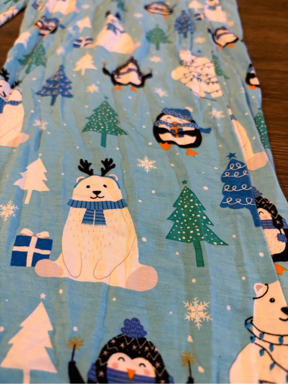 Bums & Roses Women’s Bamboo Penguins & Polar Bear Blue Jogger PJ Pants Size L - Picture 4 of 7